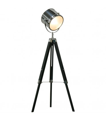 Floor Lamp Industrial Style Adjustable Tripod Silver Pinewood Steel