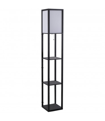 Floor Lamp, 4-tier Open Shelves, 26L x 26W x 160Hcm-Black/White Shelf