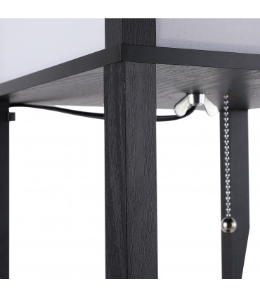 Floor Lamp, 4-tier Open Shelves, 26L x 26W x 160Hcm-Black/White Shelf