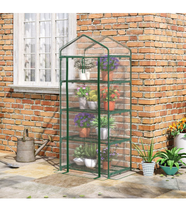 Greenhouse 4 Tiers Mini Portable Metal Frame Transparent 160x70x50cm