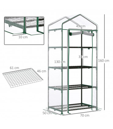 Greenhouse 4 Tiers Mini Portable Metal Frame Transparent 160x70x50cm