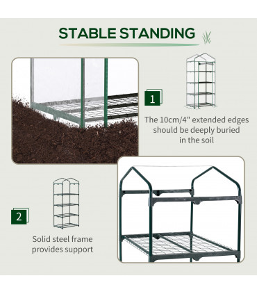 Greenhouse 4 Tiers Mini Portable Metal Frame Transparent 160x70x50cm