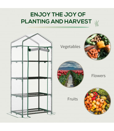Greenhouse 4 Tiers Mini Portable Metal Frame Transparent 160x70x50cm
