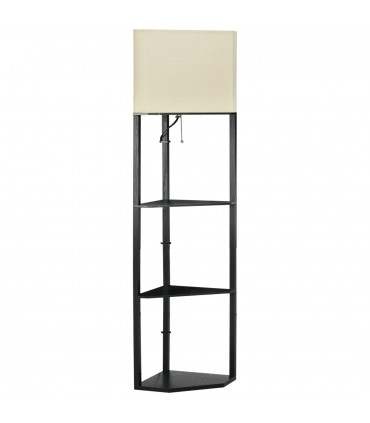 Floor Lamp with Shelves, Modern Standing Lamps for Living Room Bedroom, Black