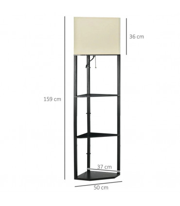 Floor Lamp with Shelves, Modern Standing Lamps for Living Room Bedroom, Black