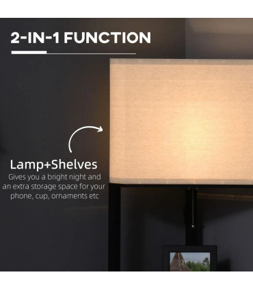 Floor Lamp with Shelves, Modern Standing Lamps for Living Room Bedroom, Black