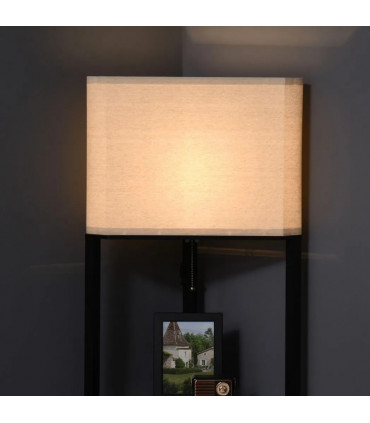 Floor Lamp with Shelves, Modern Standing Lamps for Living Room Bedroom, Black