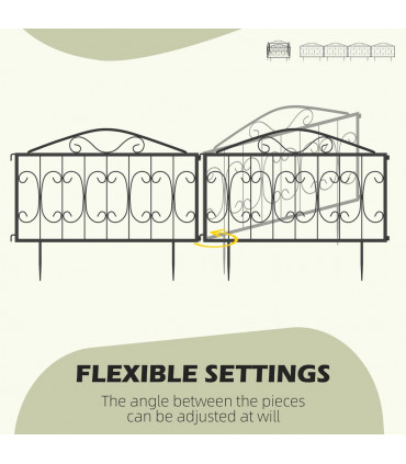 Decorative Garden Fencing 4PCs Metal Border Edging