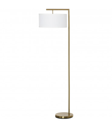 Floor Lamp with Linen Lampshade Round Base for Living Room Bedroom - White