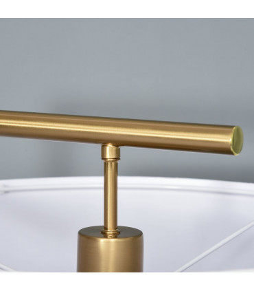 Floor Lamp with Linen Lampshade Round Base for Living Room Bedroom - White