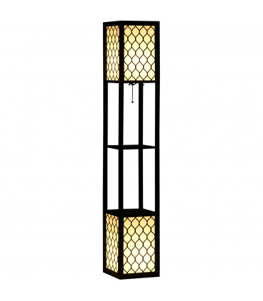 Floor Lamp Black MDF 61L x 61W x 15Dcm Modern Standing Lamps with Shelves