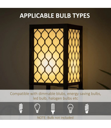 Floor Lamp Black MDF 61L x 61W x 15Dcm Modern Standing Lamps with Shelves