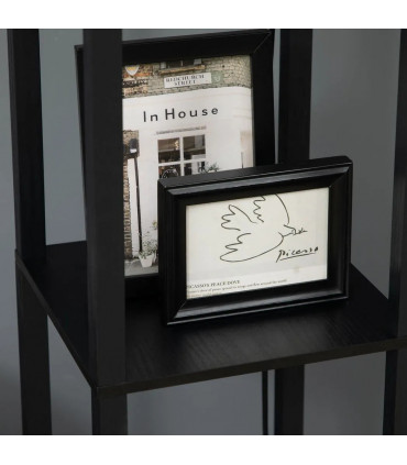 Floor Lamp Black MDF 61L x 61W x 15Dcm Modern Standing Lamps with Shelves