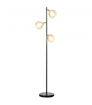 Floor Lamp Grey Glass Global Shade 3 Light 162cm Powder Coated Metal Frame