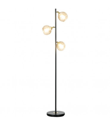 Floor Lamp Grey Glass Global Shade 3 Light 162cm Powder Coated Metal Frame