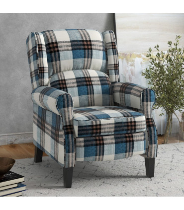 HOMCOM Recliner Chair for Living Room Wingback Chair with Padded Armrest Blue