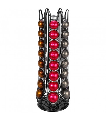 Metal Black 50 x 17 x 17 cm 48 Coffee Pod Holder Rotating for Nespresso Vertuo