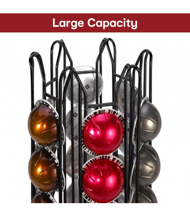 Metal Black 50 x 17 x 17 cm 48 Coffee Pod Holder Rotating for Nespresso Vertuo