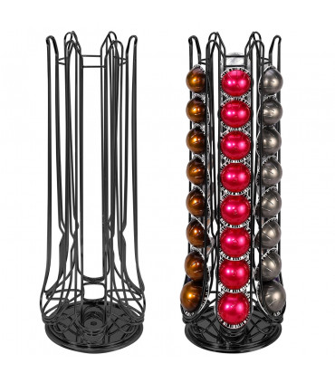Metal Black 50 x 17 x 17 cm 48 Coffee Pod Holder Rotating for Nespresso Vertuo