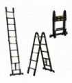 DURHAND 3.2m Extendable Aluminium Ladder, Portable 10 Step Ladder, Black