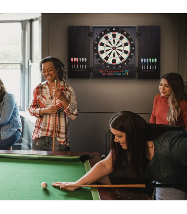 Electronic Dartboard with LED Digital Score Board 27Games Storage Cabinet