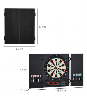 Electronic Dartboard with LED Digital Score Board 27Games Storage Cabinet