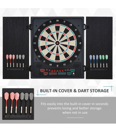 Electronic Dartboard with LED Digital Score Board 27Games Storage Cabinet
