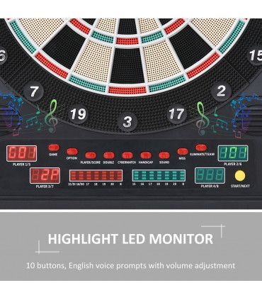 Electronic Dartboard with LED Digital Score Board 27Games Storage Cabinet