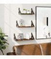 vidaXL 3 Piece Wall Shelf Set Smoked Oak Engineered Wood
