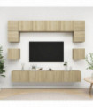 vidaXL 8 Piece TV Cabinet Set Sonoma Oak Engineered Wood