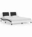 vidaXL Bed Frame with Headboard White and Black 180x200 cm Super King Faux Leather