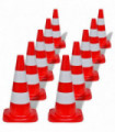 10 Reflective Traffic Cones Red and White 50 cm