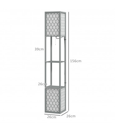 HOMCOM 2-Light Modern Floor Lamp with Shelves for Living Room, Bedroom, Grey