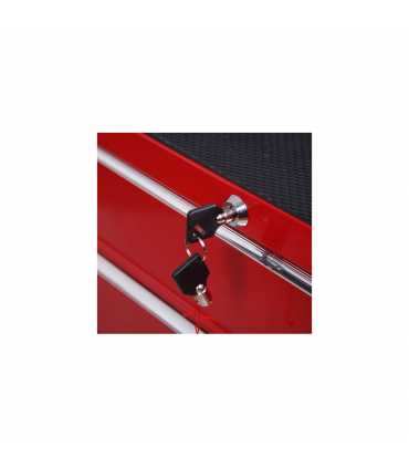 HOMCOM Tool Trolley with 5 Drawers Steel Tool Chest on Wheels with Handle Red