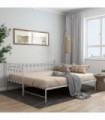 Pull-out Sofa Bed Frame White Metal 90x200 cm