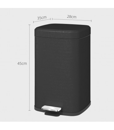 HOMCOM 20L Kitchen Pedal Bin, Metal Rubbish Bin with Soft-close Lid, Black