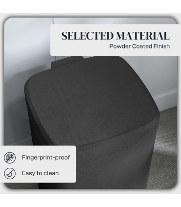 HOMCOM 20L Kitchen Pedal Bin, Metal Rubbish Bin with Soft-close Lid, Black