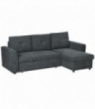 HOMCOM 3 Seater Sofa Bed, Convertible Pull Out Sofa with Storage, Dark Grey