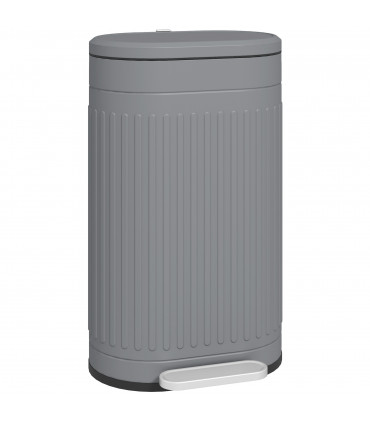 HOMCOM 30L Pedal Bin, Metal Kitchen Bin with Soft-close Lid, Grey