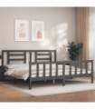 vidaXL Bed Frame with Headboard Grey 200x200 cm Solid Wood