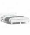 vidaXL Bed Frame with Headboard and LED White 140x190 cm