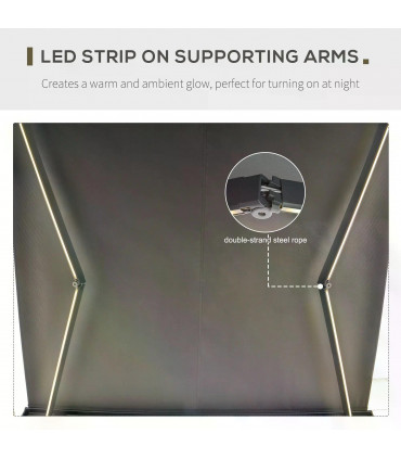 Awning Cassette Electric Motorised Manual 300x250cm Grey Aluminium Steel PVC