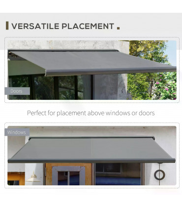 Awning Cassette Electric Motorised Manual 300x250cm Grey Aluminium Steel PVC
