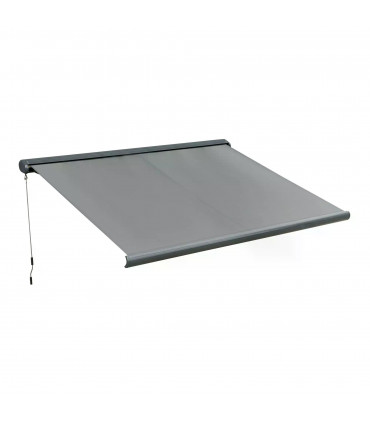 Awning Cassette Electric Motorised Manual 300x250cm Grey Aluminium Steel PVC