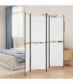 4-Panel Room Divider White 200x180 cm Fabric
