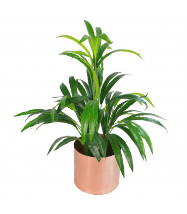 65cm Artificial Bamboo Leaf Shrub with Brushed Copper Planter