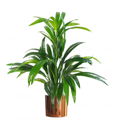 65cm Artificial Large Leaf Bamboo Shrub Plant with Copper Metal Planter