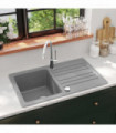 Granite Kitchen Sink Single Basin with Drainer Reversible Grey