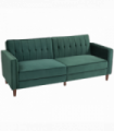 HOMCOM Convertible Sofa Futon Velvet-Touch Tufted Couch Sofa Bed Green
