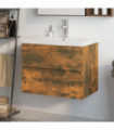 vidaXL Sink Cabinet with Built-in Basin Smoked Oak Engineered Wood
